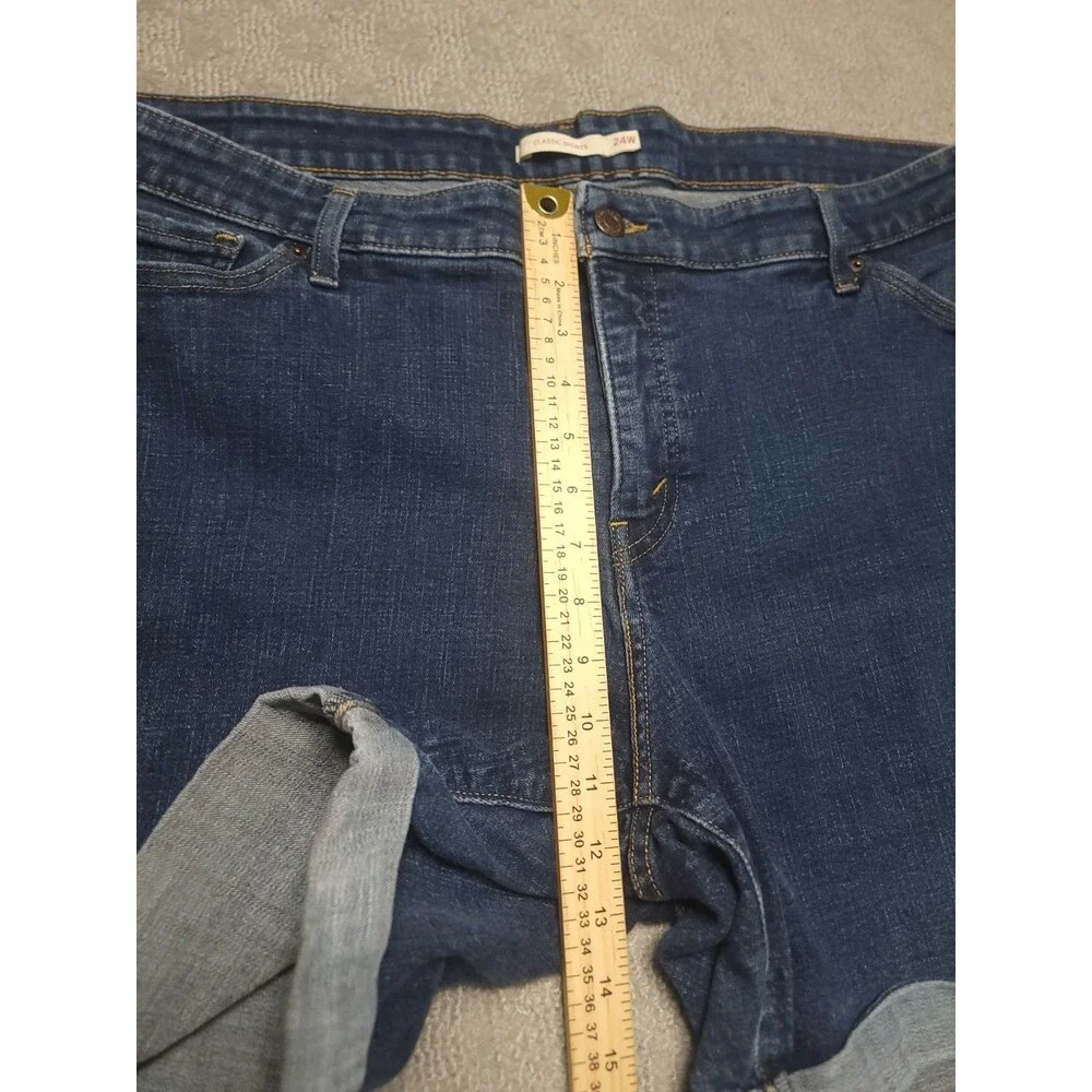 Levis Classic Jean Shorts Womens 24W Stretch Blue Denim Cuffed Hem